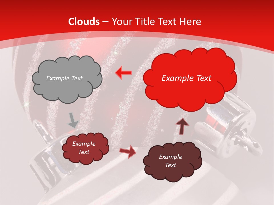 Close-Up Of Red And Silver Ornaments PowerPoint Template