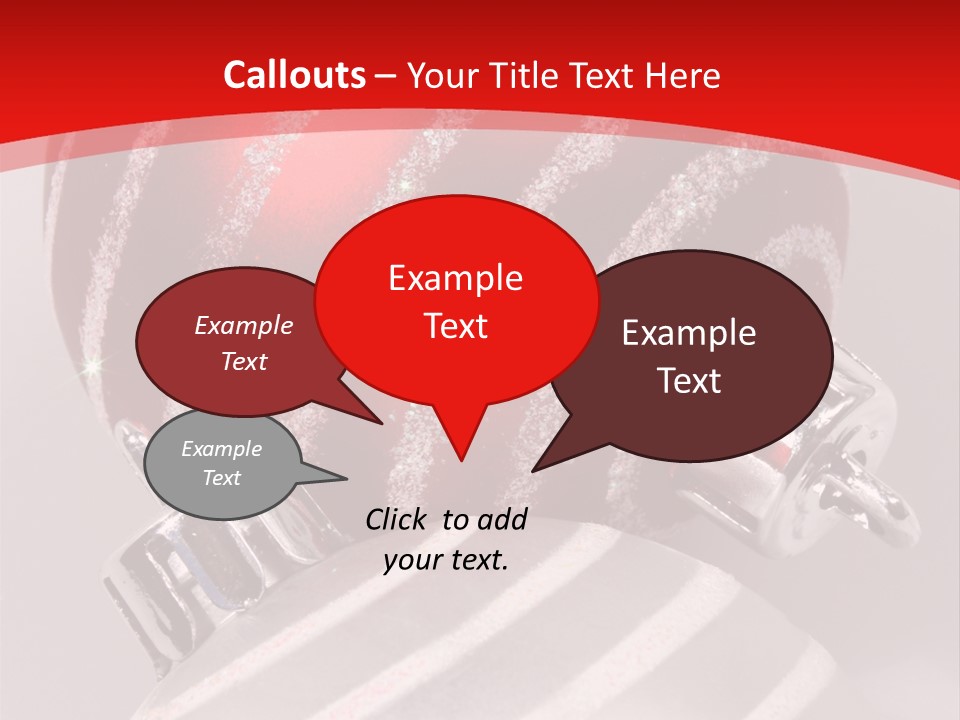 Close-Up Of Red And Silver Ornaments PowerPoint Template