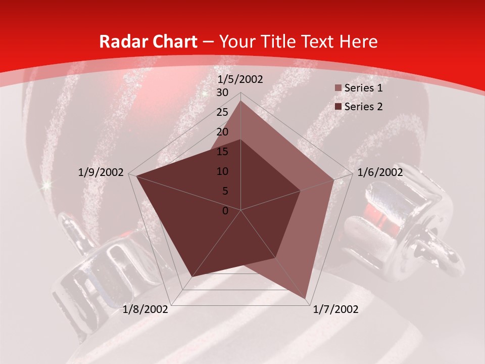 Close-Up Of Red And Silver Ornaments PowerPoint Template