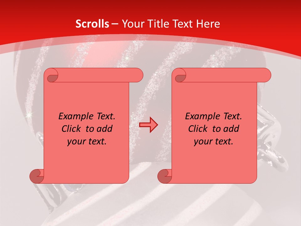 Close-Up Of Red And Silver Ornaments PowerPoint Template