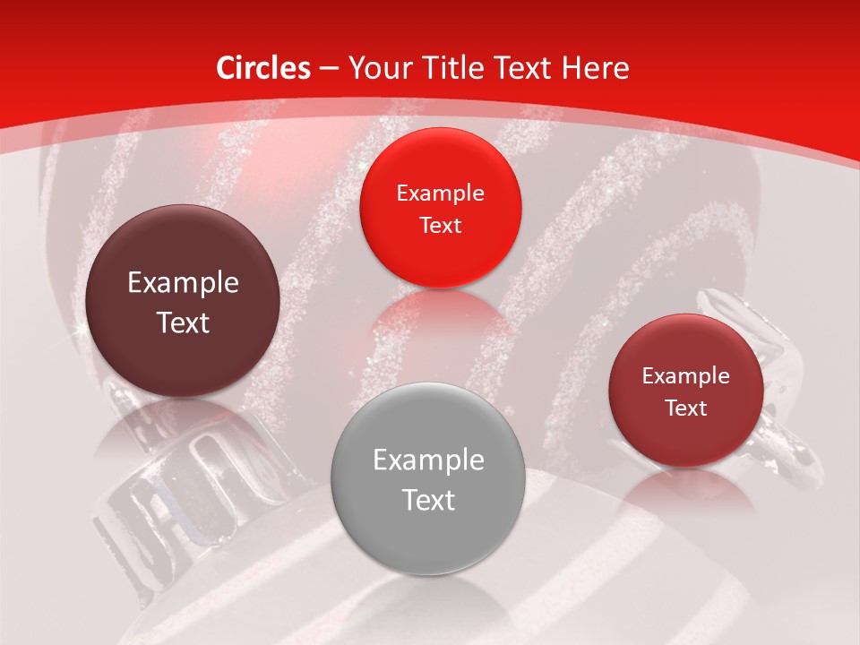 Close-Up Of Red And Silver Ornaments PowerPoint Template