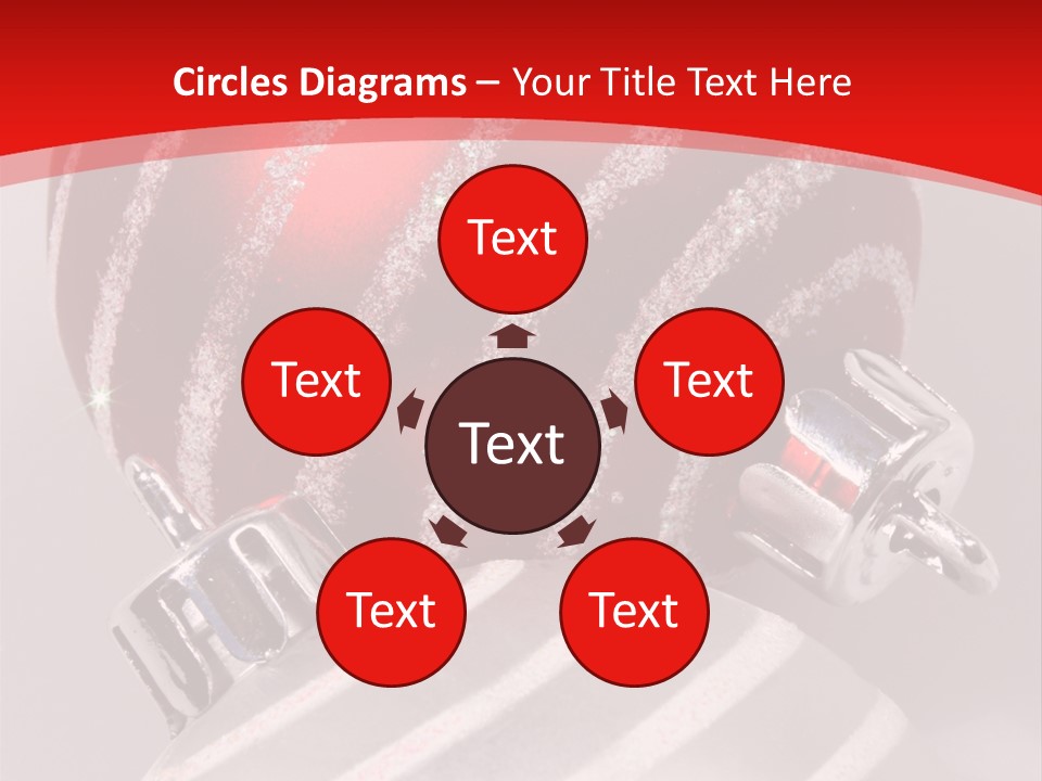 Close-Up Of Red And Silver Ornaments PowerPoint Template