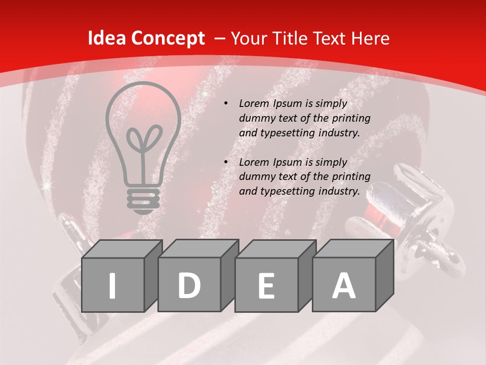 Close-Up Of Red And Silver Ornaments PowerPoint Template