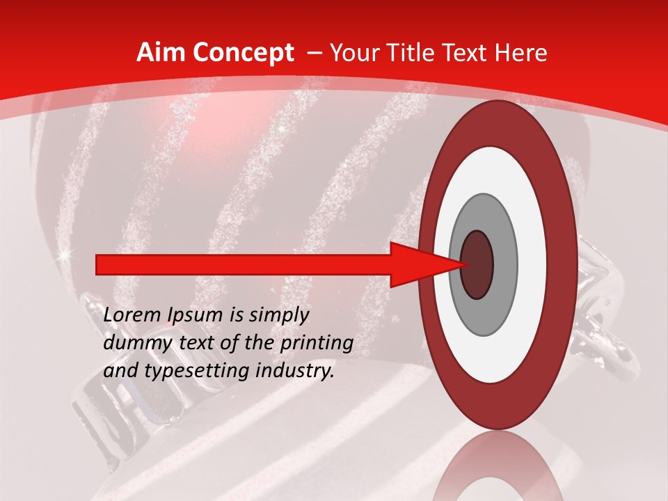 Close-Up Of Red And Silver Ornaments PowerPoint Template