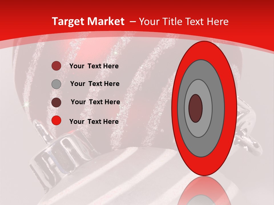 Close-Up Of Red And Silver Ornaments PowerPoint Template