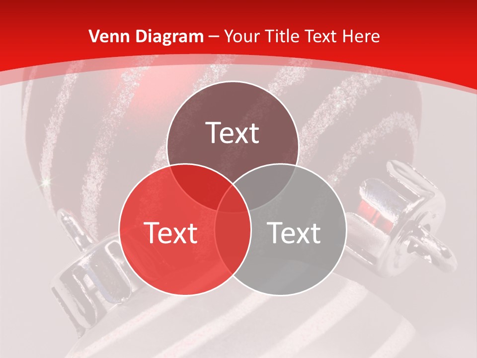 Close-Up Of Red And Silver Ornaments PowerPoint Template