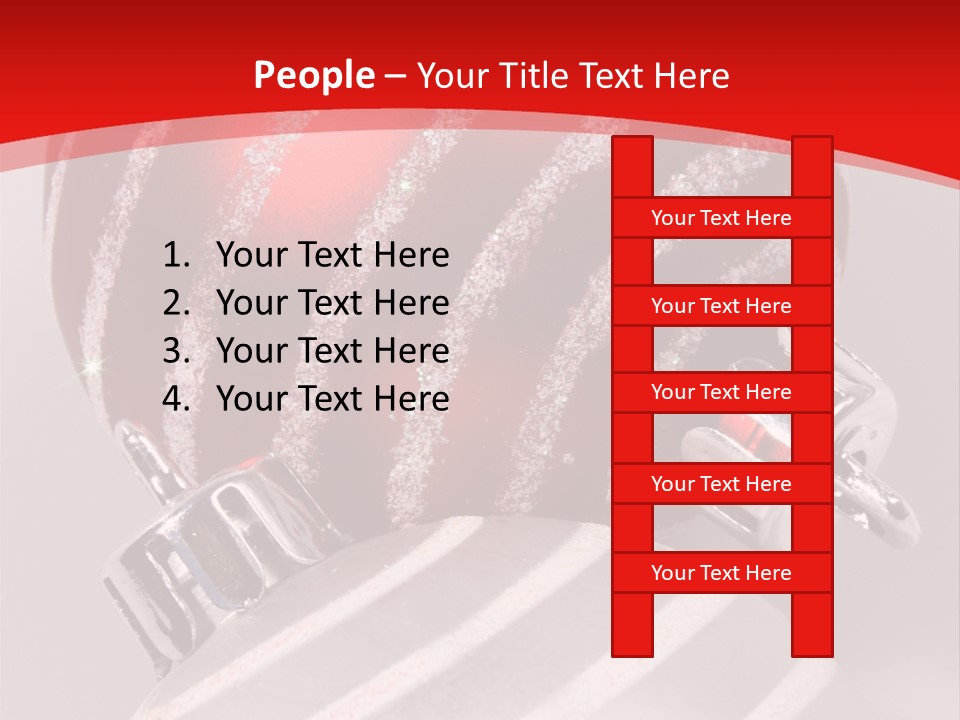 Close-Up Of Red And Silver Ornaments PowerPoint Template