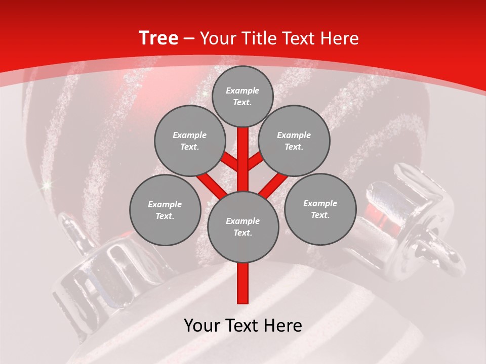 Close-Up Of Red And Silver Ornaments PowerPoint Template