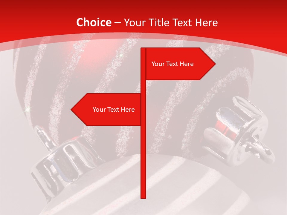Close-Up Of Red And Silver Ornaments PowerPoint Template