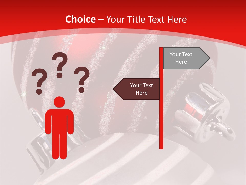 Close-Up Of Red And Silver Ornaments PowerPoint Template