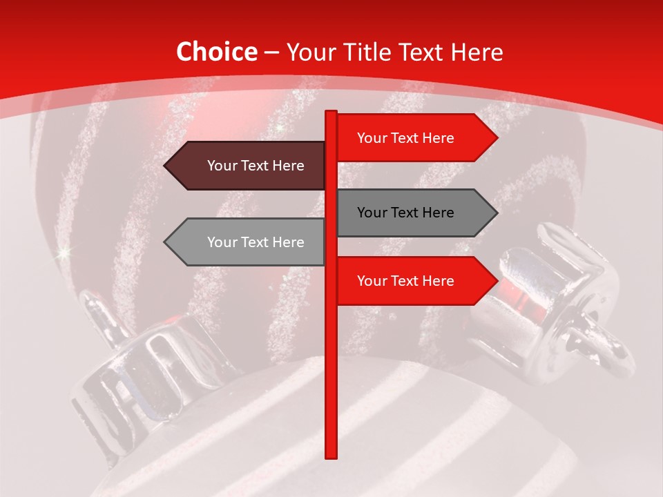 Close-Up Of Red And Silver Ornaments PowerPoint Template