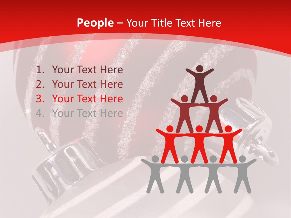 Close-Up Of Red And Silver Ornaments PowerPoint Template