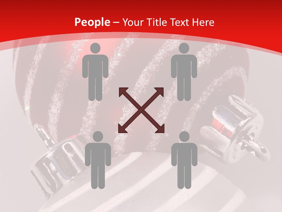 Close-Up Of Red And Silver Ornaments PowerPoint Template