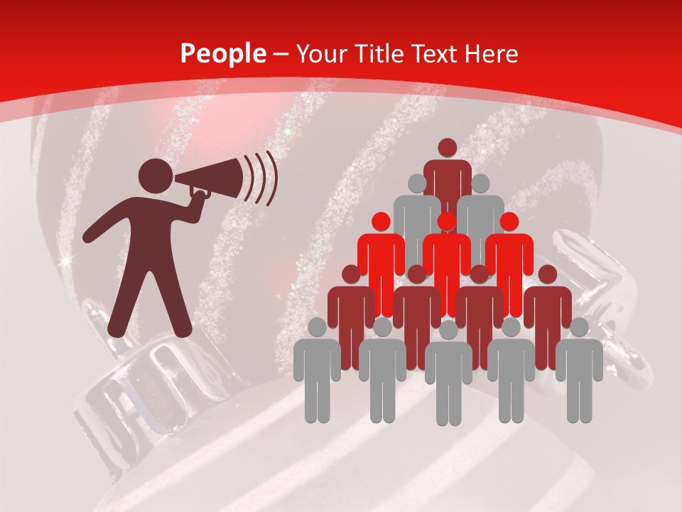 Close-Up Of Red And Silver Ornaments PowerPoint Template