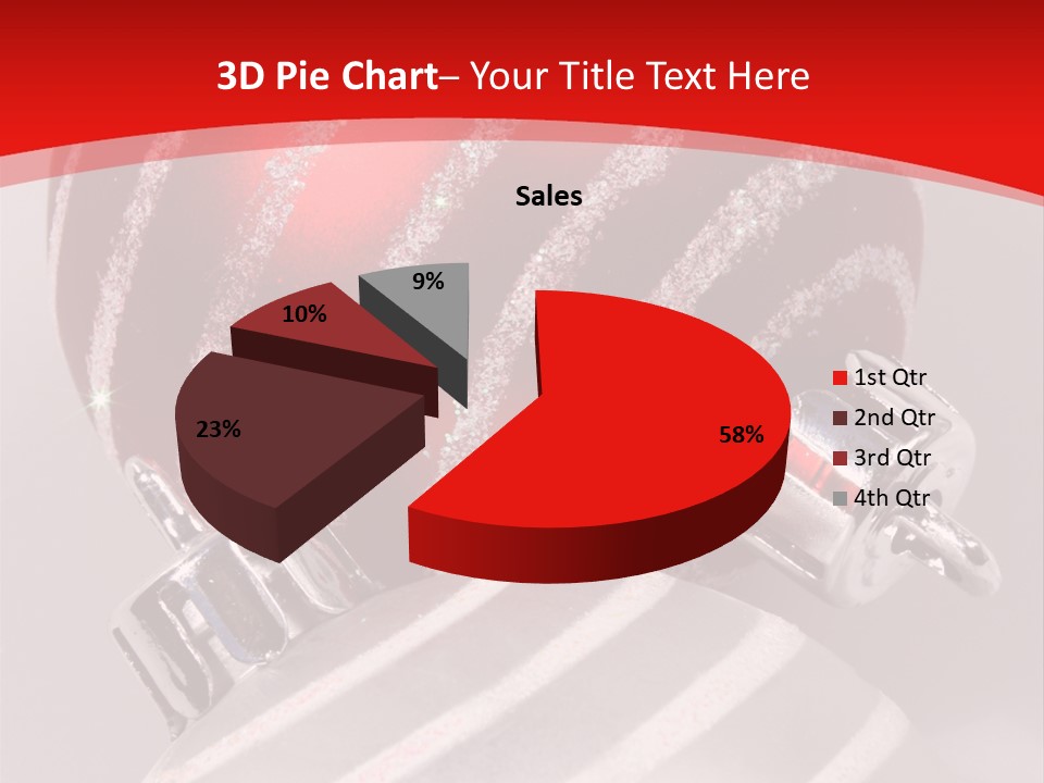 Close-Up Of Red And Silver Ornaments PowerPoint Template
