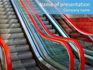 Red Escalator In The City Of Warsaw In Poland PowerPoint Template