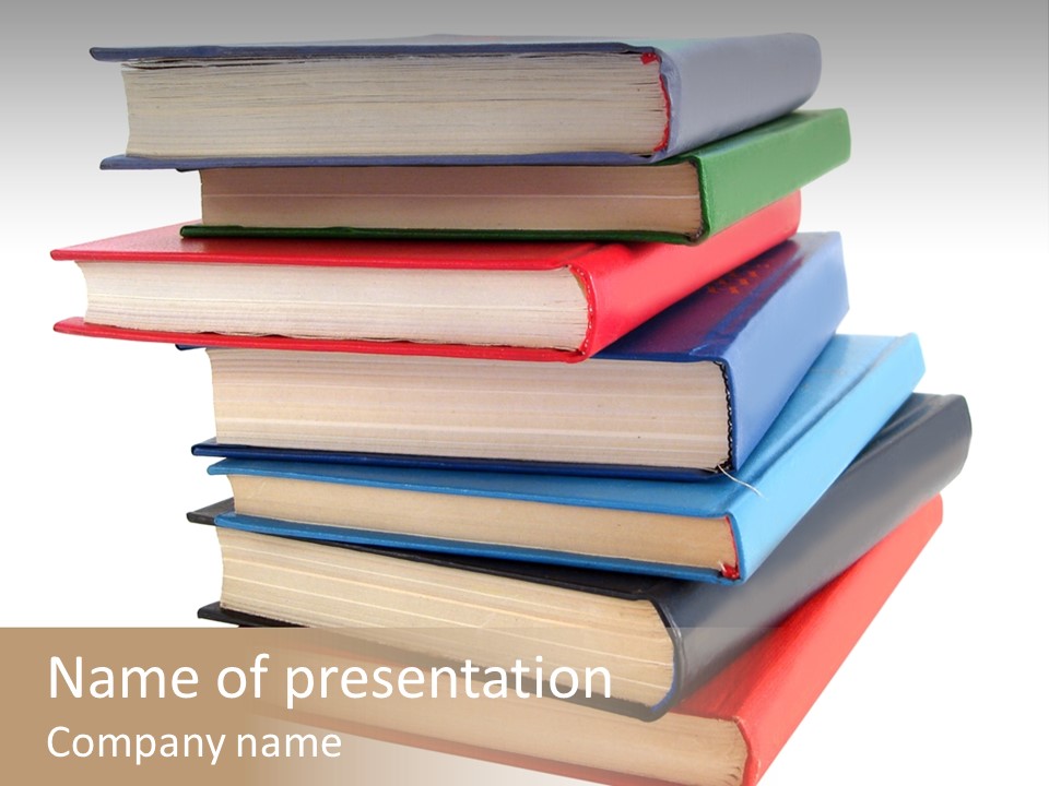 Stack Of Books Over White Background PowerPoint Template