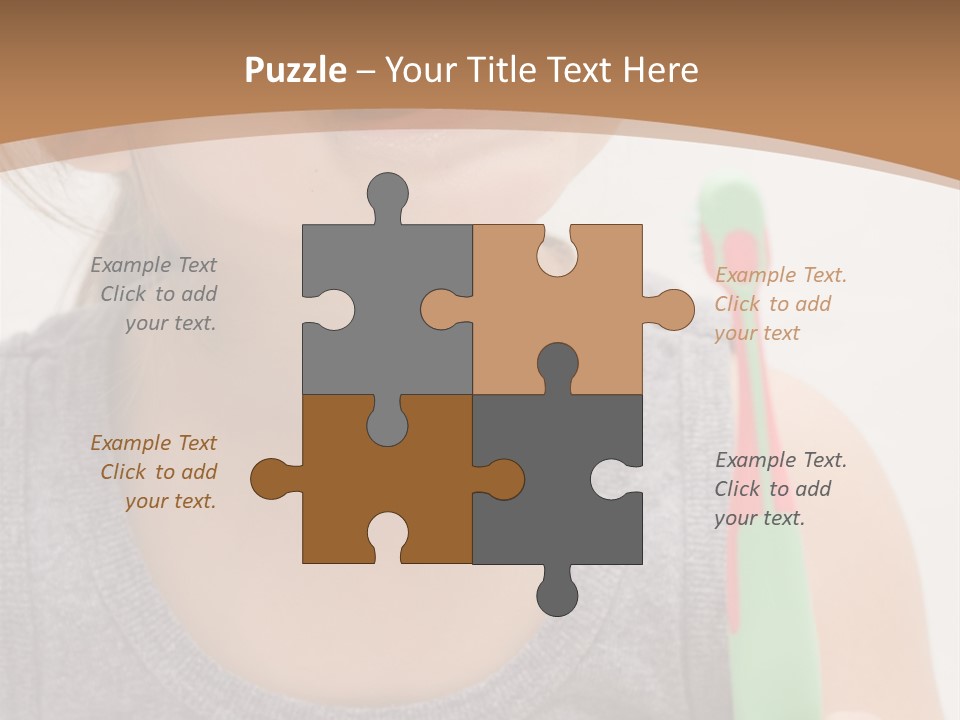 The Little Cute Girl Brushing Her Teeth PowerPoint Template