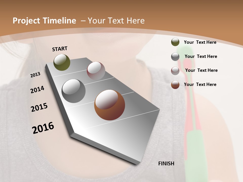 The Little Cute Girl Brushing Her Teeth PowerPoint Template