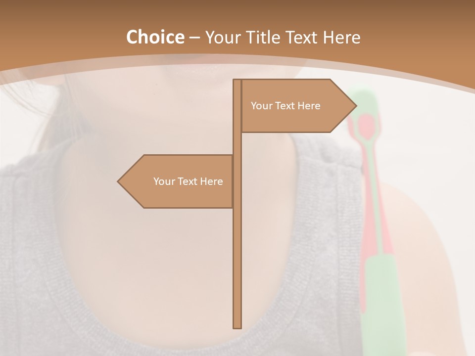 The Little Cute Girl Brushing Her Teeth PowerPoint Template