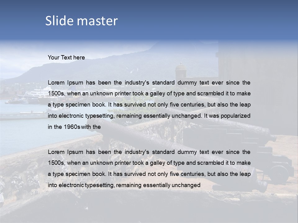 Old Cannons At San Felipe Fortress Overlooking Puerto Plata Port. Dominican Republic. PowerPoint Template