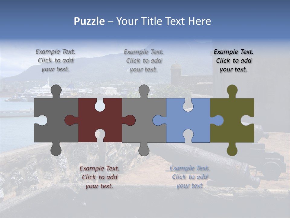 Old Cannons At San Felipe Fortress Overlooking Puerto Plata Port. Dominican Republic. PowerPoint Template