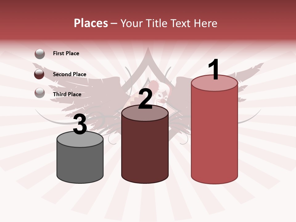 Grinning Clown With Playing Cards In The Centre Of Diamond Ornament With Wings (Vector) Stock Vector Illustration: PowerPoint Template