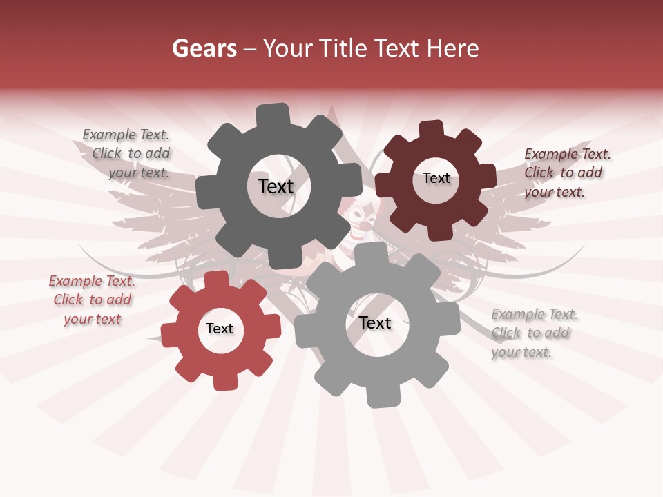 Grinning Clown With Playing Cards In The Centre Of Diamond Ornament With Wings (Vector) Stock Vector Illustration: PowerPoint Template