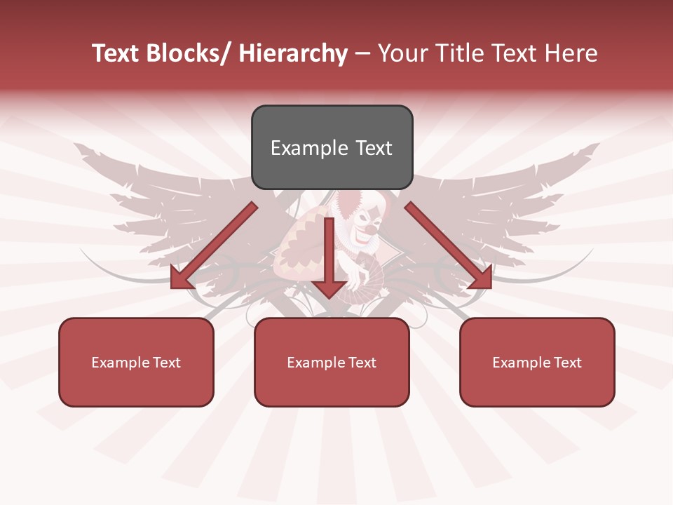 Grinning Clown With Playing Cards In The Centre Of Diamond Ornament With Wings (Vector) Stock Vector Illustration: PowerPoint Template