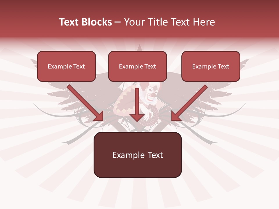 Grinning Clown With Playing Cards In The Centre Of Diamond Ornament With Wings (Vector) Stock Vector Illustration: PowerPoint Template