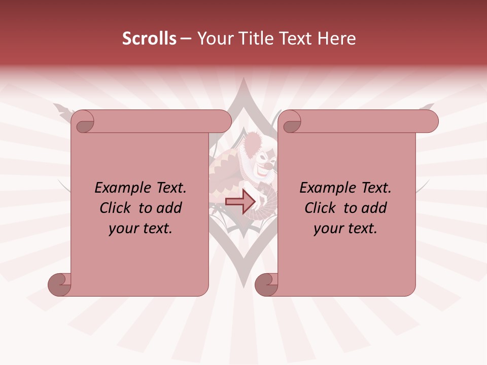 Grinning Clown With Playing Cards In The Centre Of Diamond Ornament With Wings (Vector) Stock Vector Illustration: PowerPoint Template