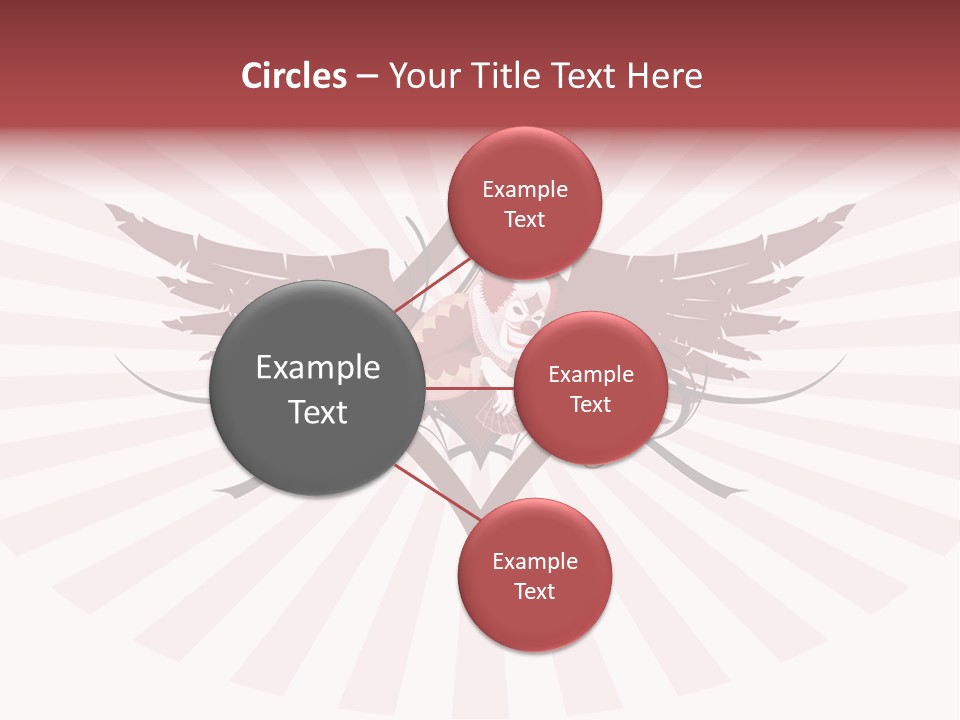 Grinning Clown With Playing Cards In The Centre Of Diamond Ornament With Wings (Vector) Stock Vector Illustration: PowerPoint Template