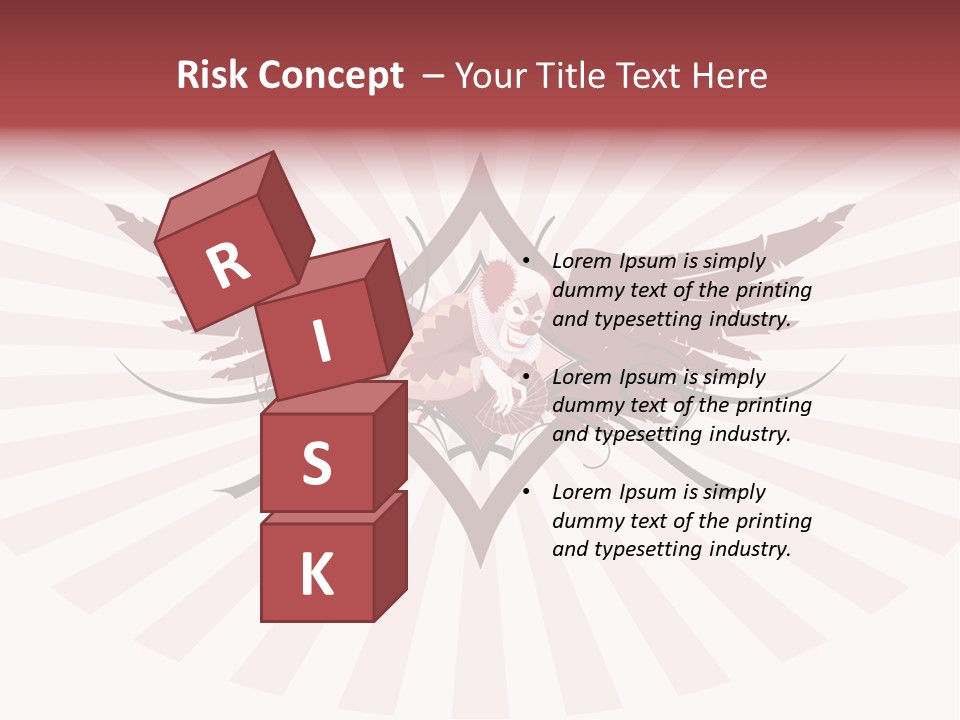 Grinning Clown With Playing Cards In The Centre Of Diamond Ornament With Wings (Vector) Stock Vector Illustration: PowerPoint Template