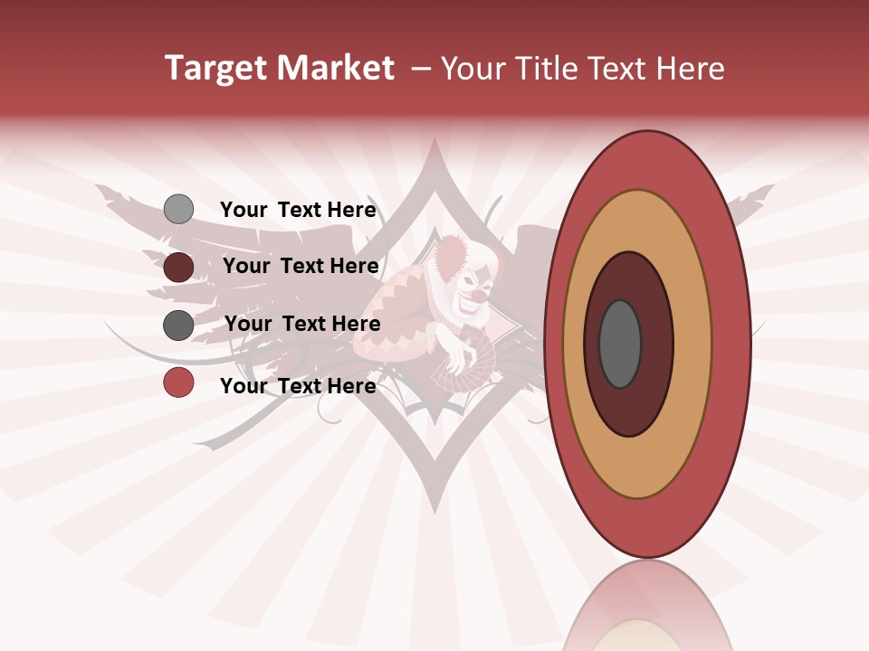 Grinning Clown With Playing Cards In The Centre Of Diamond Ornament With Wings (Vector) Stock Vector Illustration: PowerPoint Template