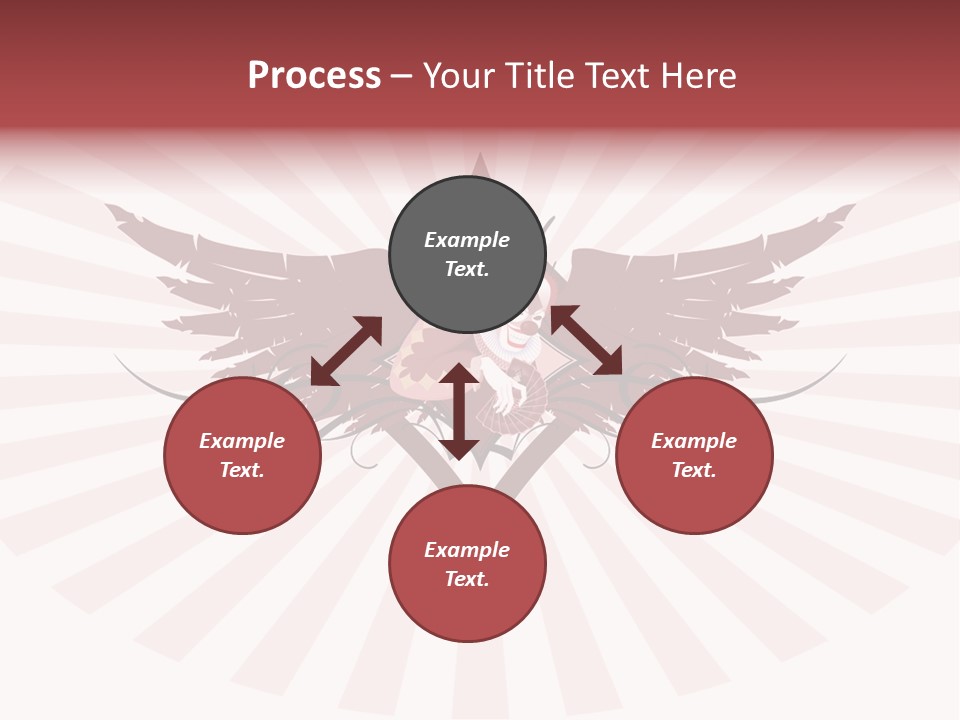 Grinning Clown With Playing Cards In The Centre Of Diamond Ornament With Wings (Vector) Stock Vector Illustration: PowerPoint Template