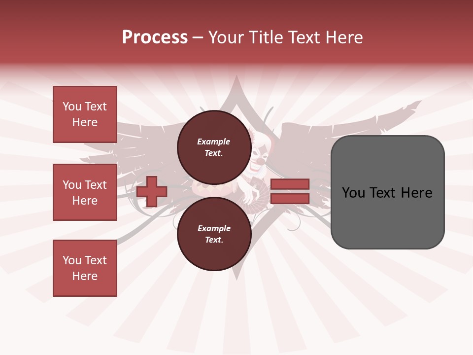 Grinning Clown With Playing Cards In The Centre Of Diamond Ornament With Wings (Vector) Stock Vector Illustration: PowerPoint Template