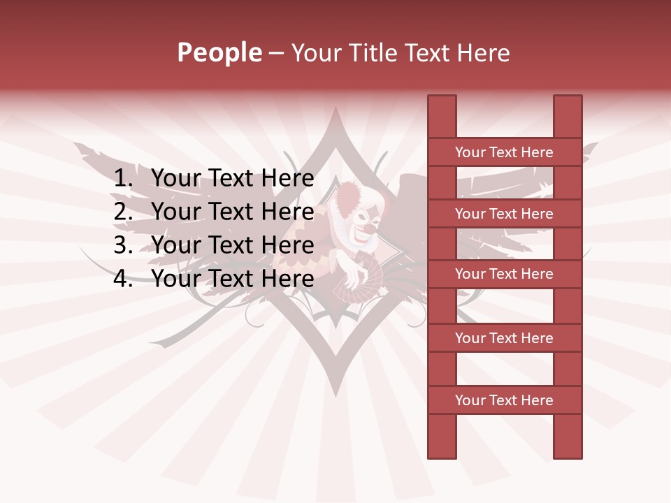 Grinning Clown With Playing Cards In The Centre Of Diamond Ornament With Wings (Vector) Stock Vector Illustration: PowerPoint Template