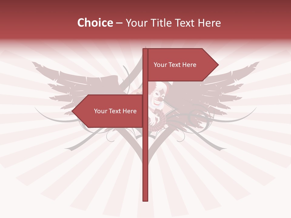 Grinning Clown With Playing Cards In The Centre Of Diamond Ornament With Wings (Vector) Stock Vector Illustration: PowerPoint Template