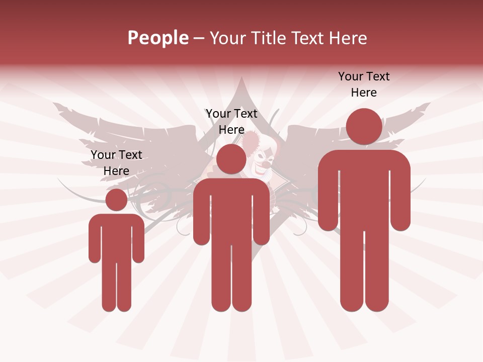 Grinning Clown With Playing Cards In The Centre Of Diamond Ornament With Wings (Vector) Stock Vector Illustration: PowerPoint Template