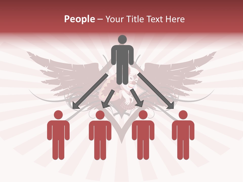 Grinning Clown With Playing Cards In The Centre Of Diamond Ornament With Wings (Vector) Stock Vector Illustration: PowerPoint Template