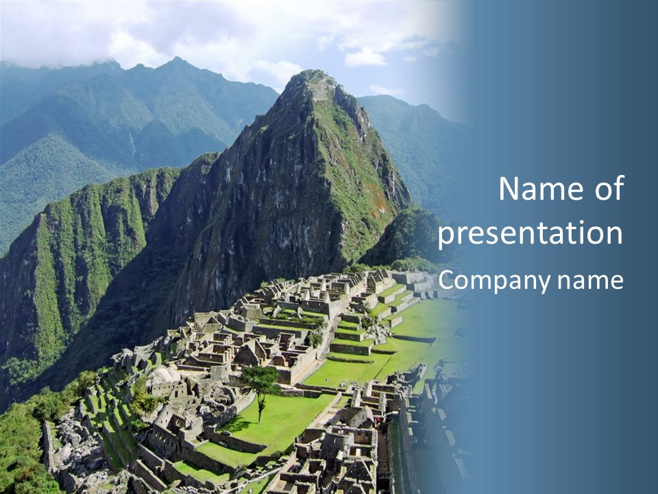 The Lost Incan City Of Machu Picchu Near Cusco, Peru. PowerPoint Template