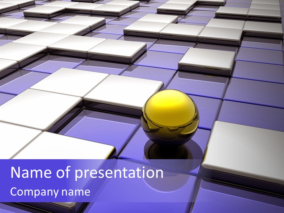 Golden Sphere In The Labyrinth PowerPoint Template