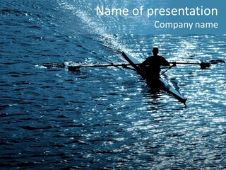 Silhouette Of Man Rowing Alone PowerPoint Template