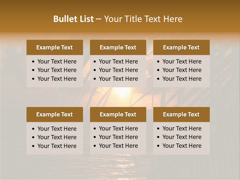 A Sunset Over The Ocean With Palm Leaves PowerPoint Template