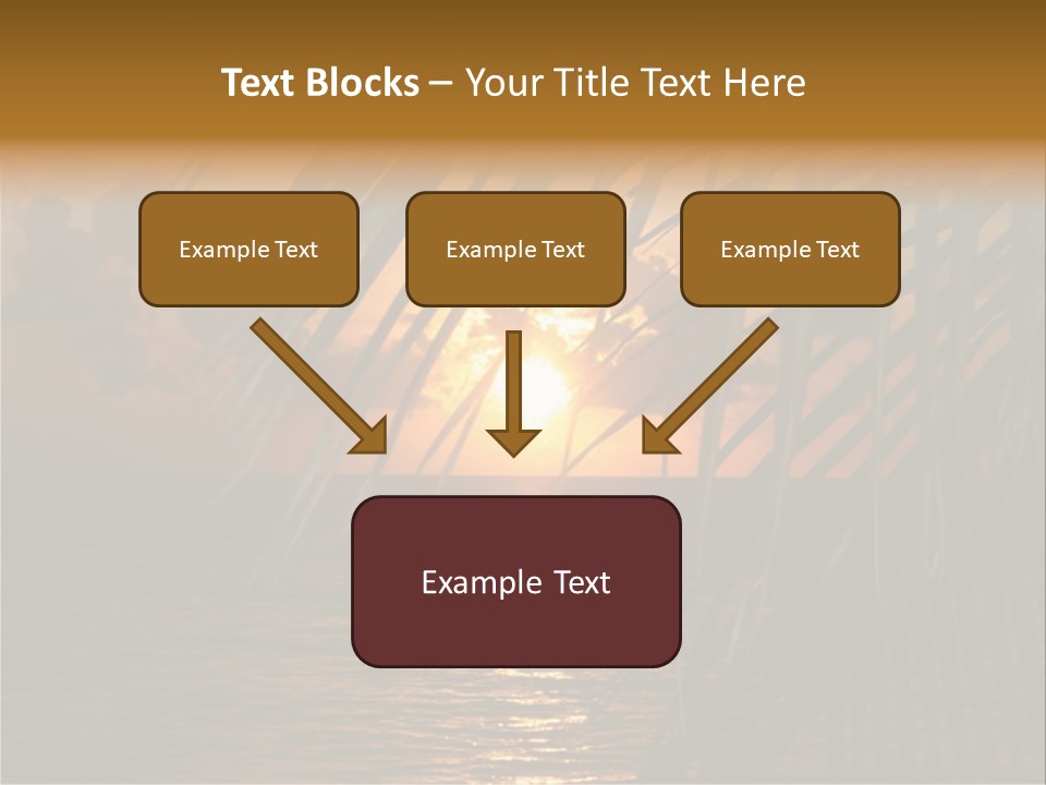 A Sunset Over The Ocean With Palm Leaves PowerPoint Template