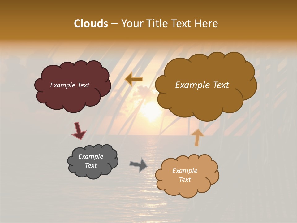 A Sunset Over The Ocean With Palm Leaves PowerPoint Template