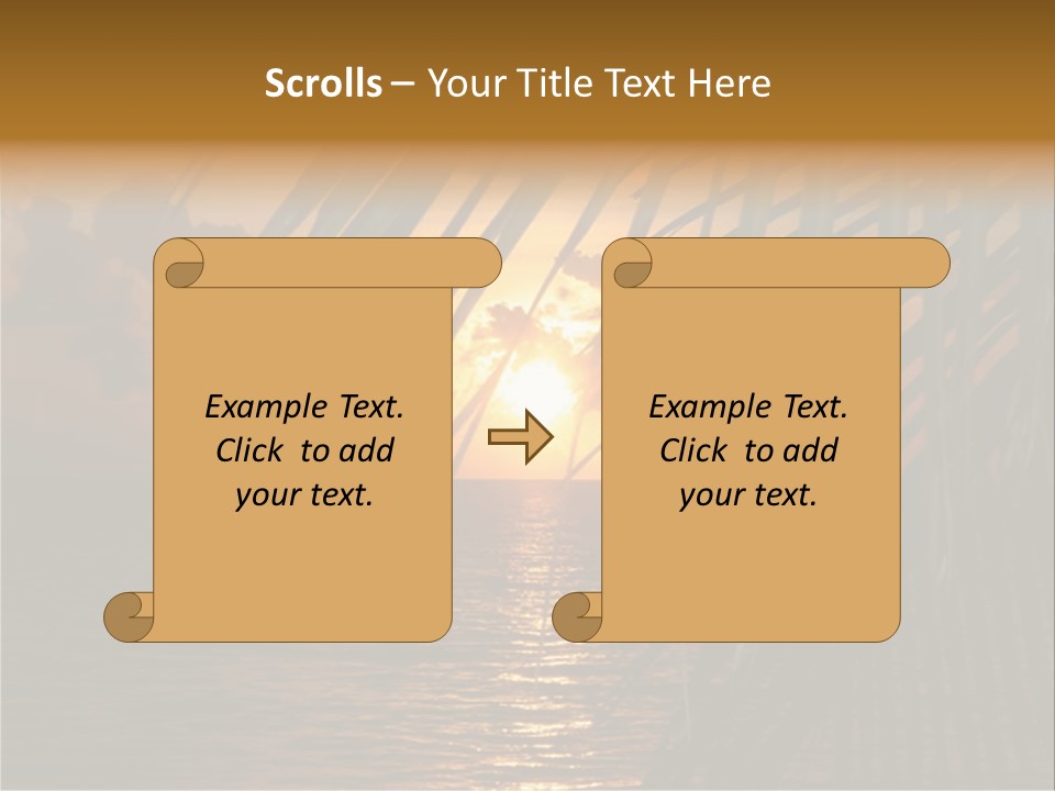 A Sunset Over The Ocean With Palm Leaves PowerPoint Template