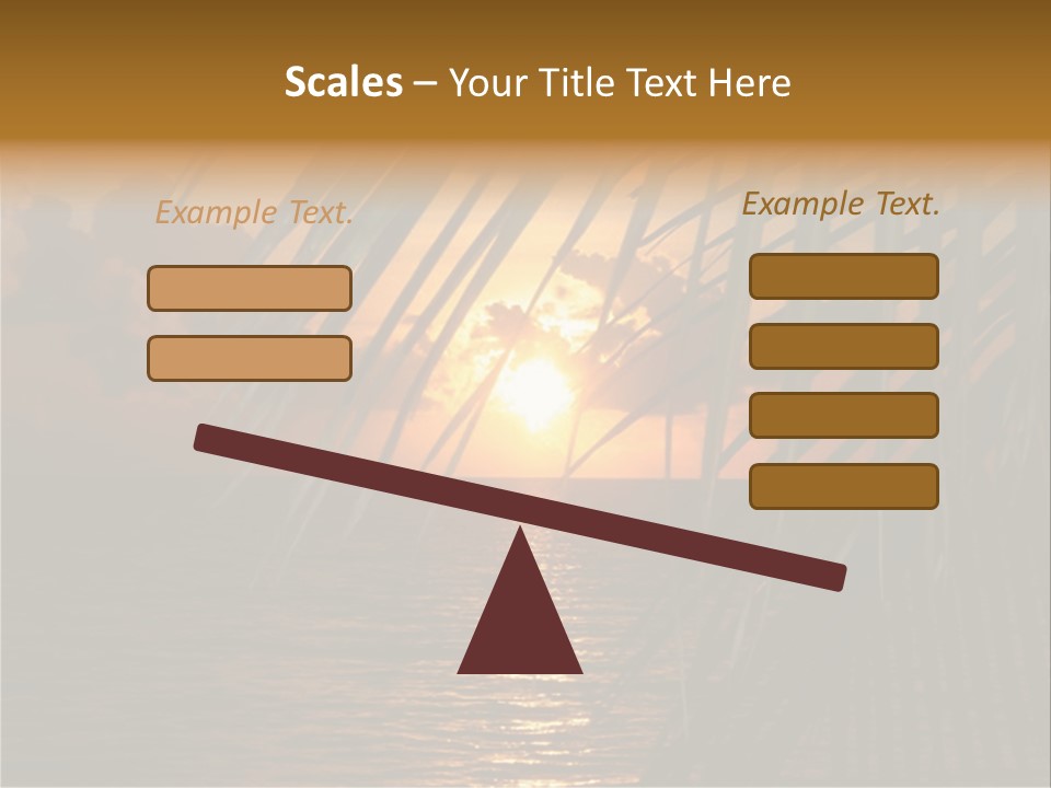 A Sunset Over The Ocean With Palm Leaves PowerPoint Template
