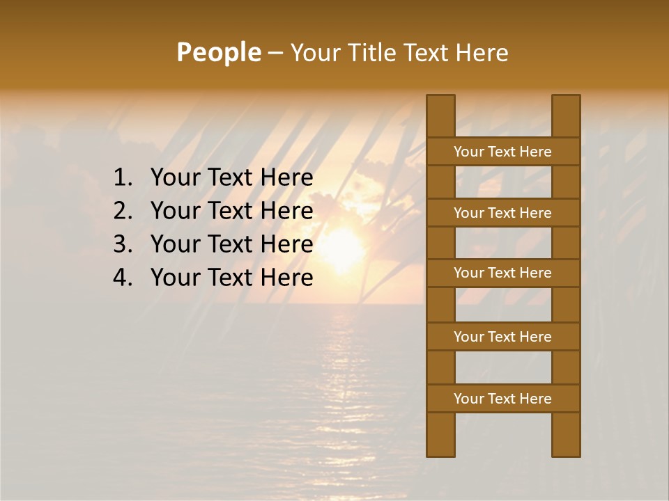 A Sunset Over The Ocean With Palm Leaves PowerPoint Template