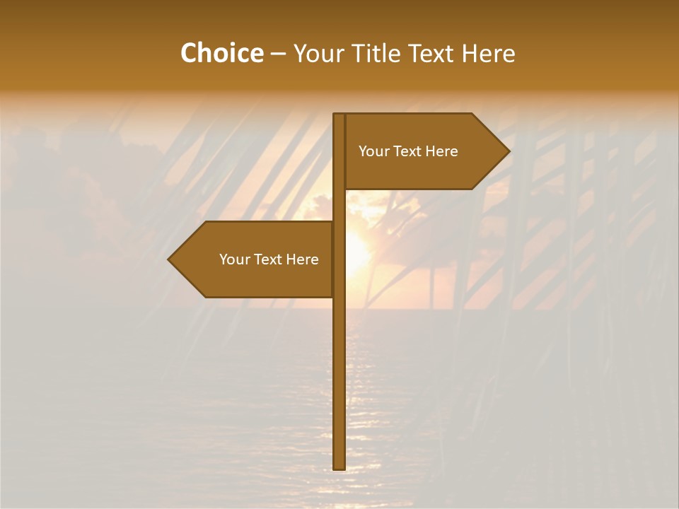 A Sunset Over The Ocean With Palm Leaves PowerPoint Template